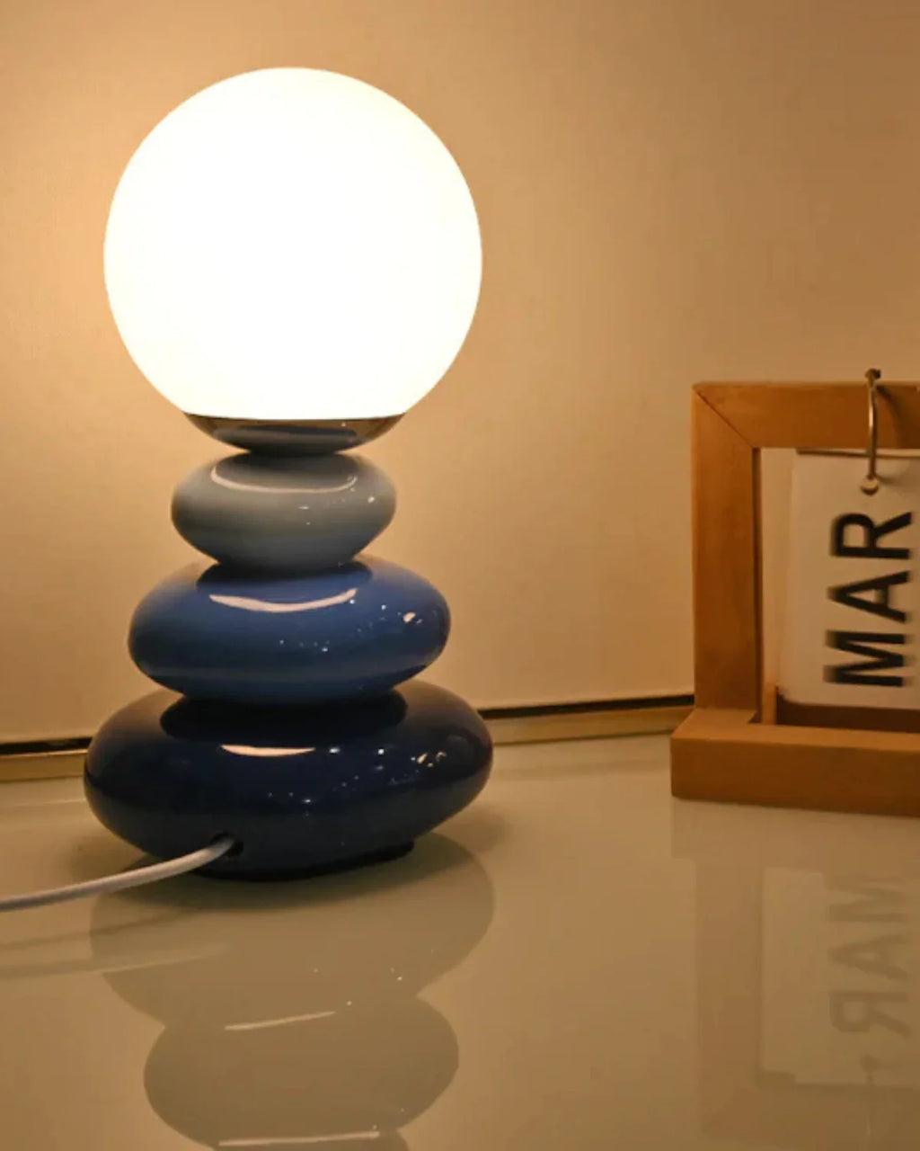 Bordlampe - Keramisk Sokkel - Glasskærm 