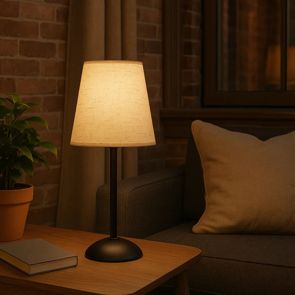 Arden Bordlampe - Sort Base - Hvid Skærm