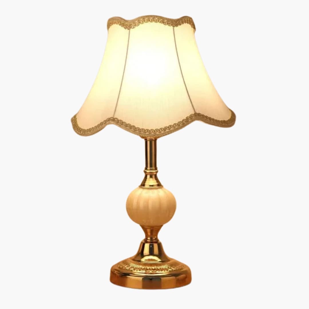 Bordlampe - Stoffskærm - Messingfod