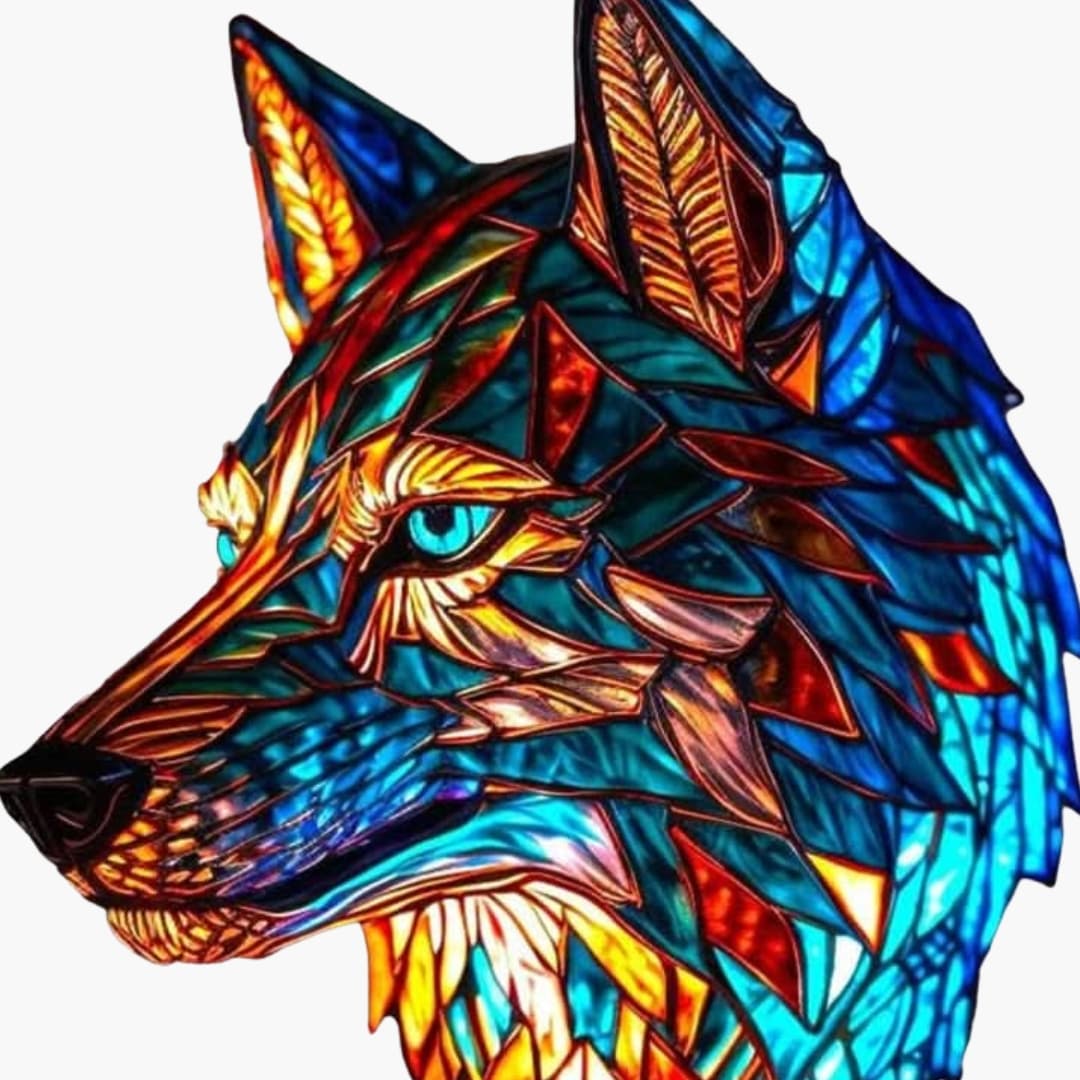 Bordlampe - Uglemotiv - Farvet Glas LED