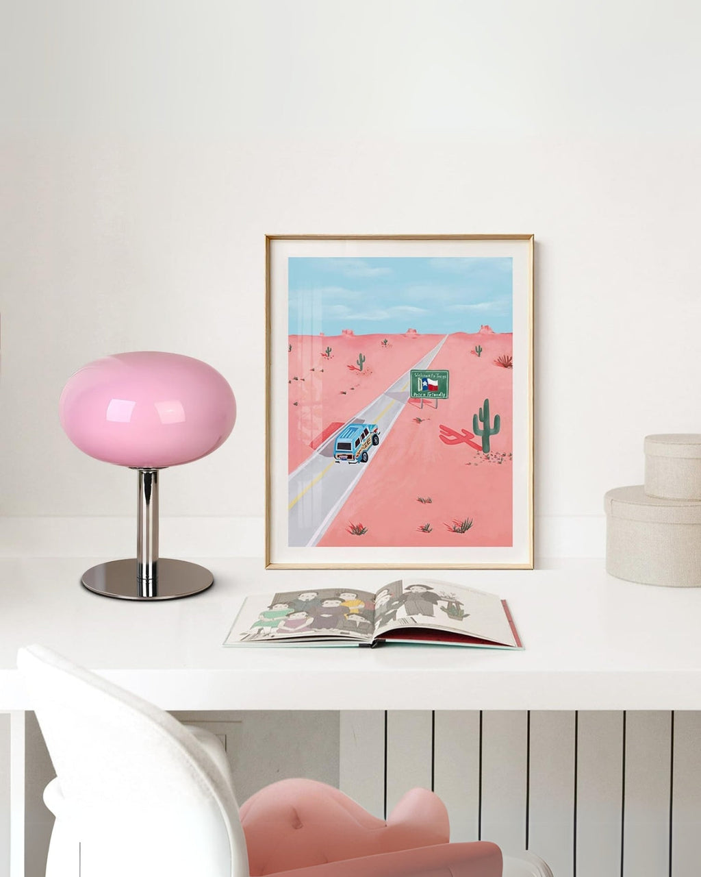 Bordlampe - Glasglobus - Metalbase