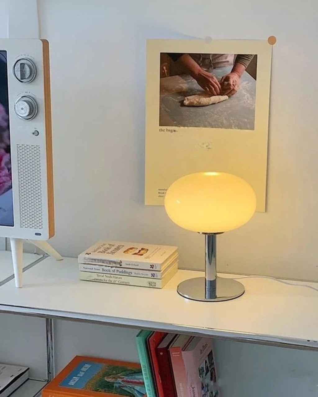 Bordlampe - Glasglobus - Metalbase