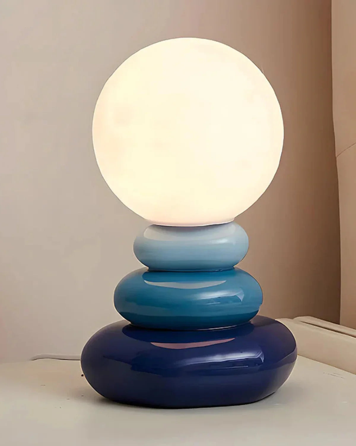 Bordlampe - Keramisk Sokkel - Glasskærm