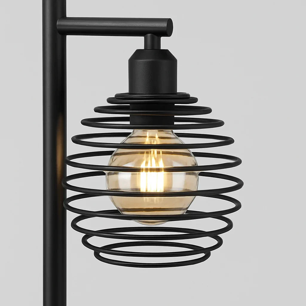 Bordlampe - Spiral Skærm - Sort Ramme