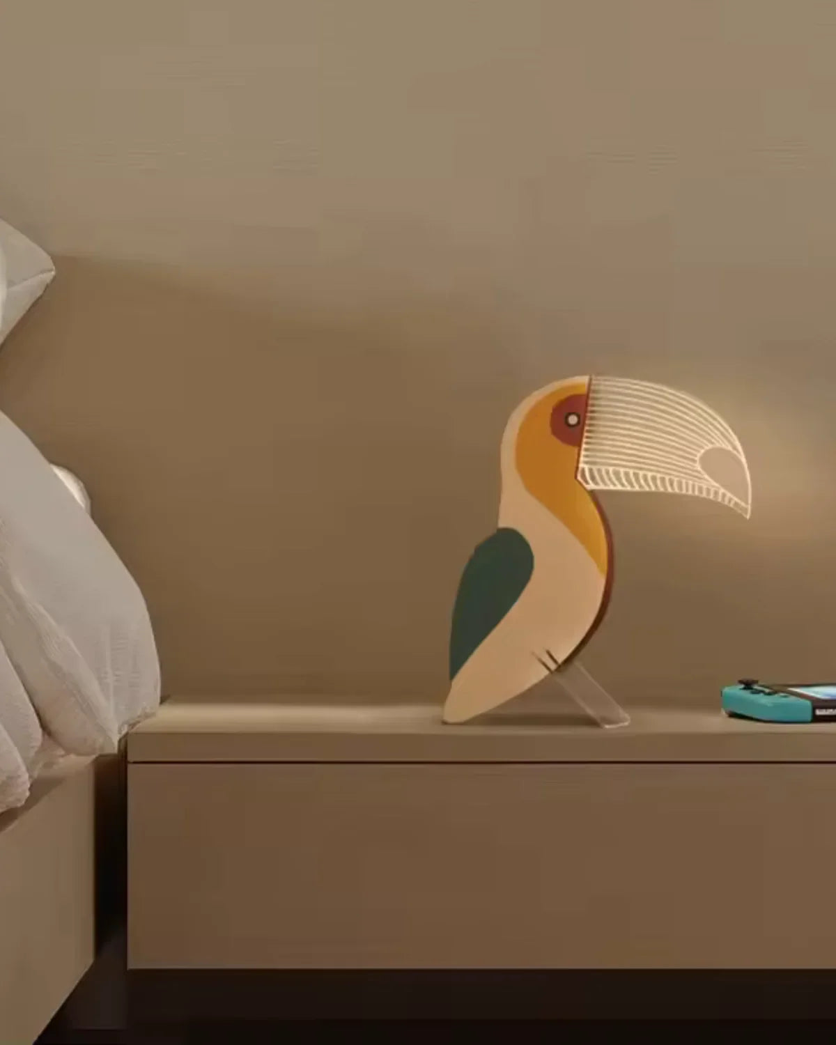 Bordlampe - Trædesign - Fugleform