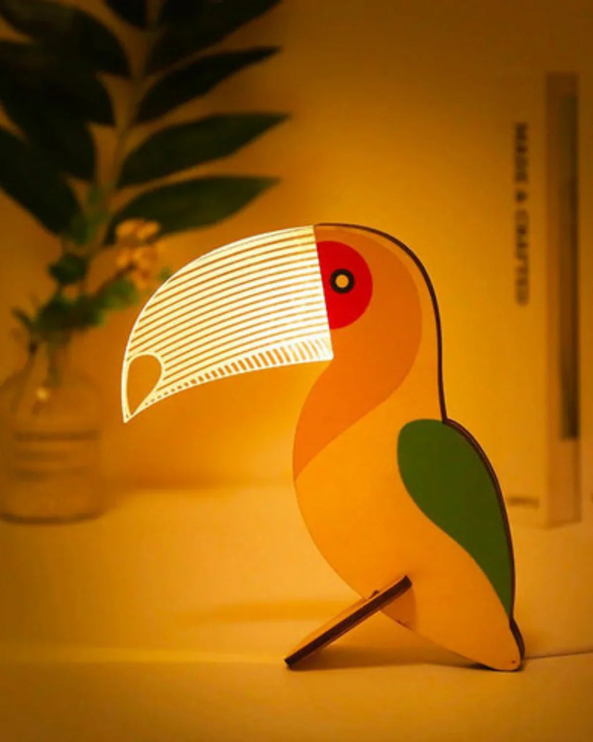 Bordlampe - Trædesign - Fugleform