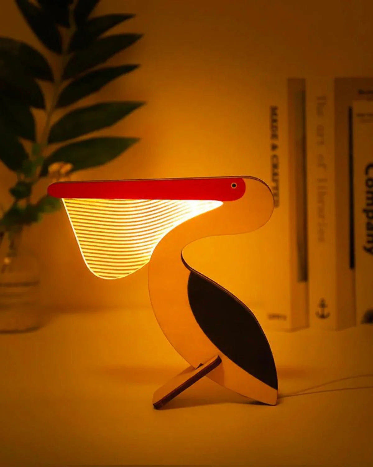 Bordlampe - Trædesign - Fugleform