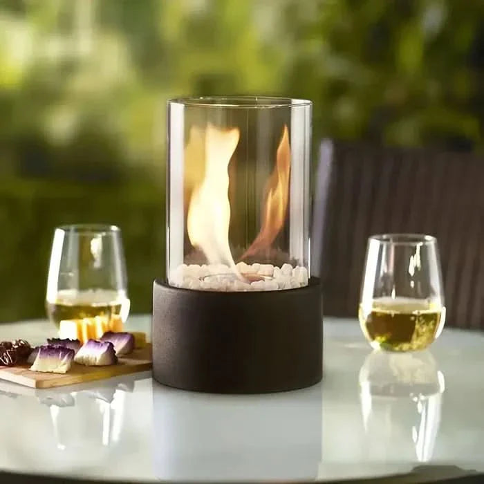 Bordlanterne - Cylindrisk Glas - Flammeeffekt