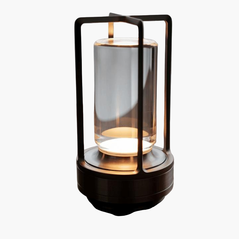 Bordlanterne - Krystalglas Cylinder - Metalramme