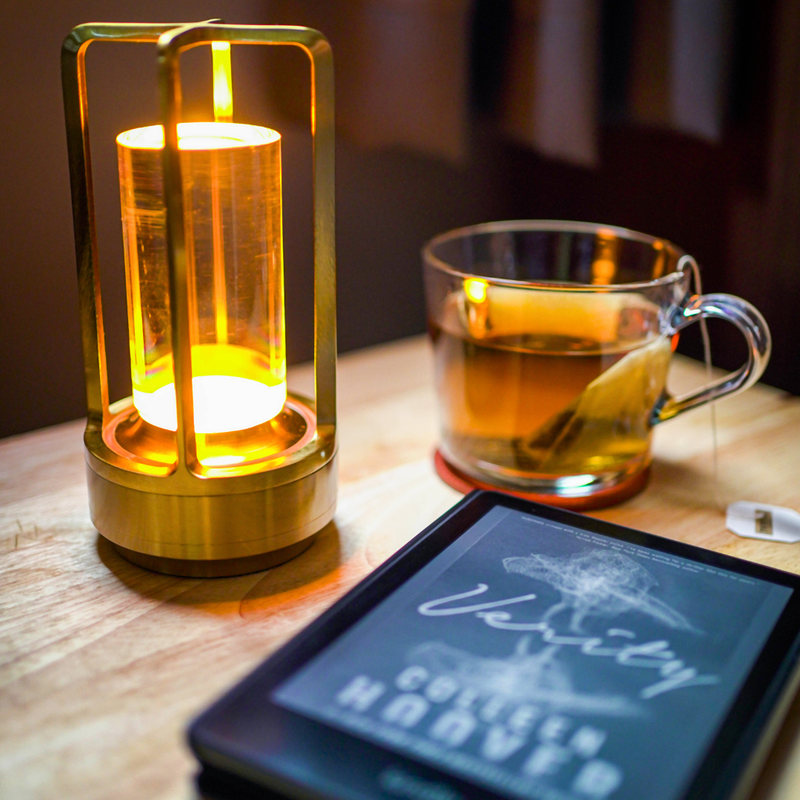 Bordlanterne - Krystalglas Cylinder - Metalramme