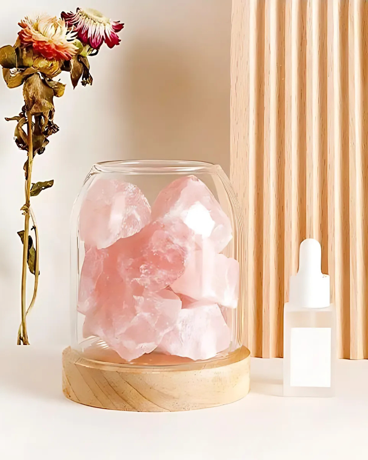 Dekorativ Krystal - Rosenkvarts - Glasdome