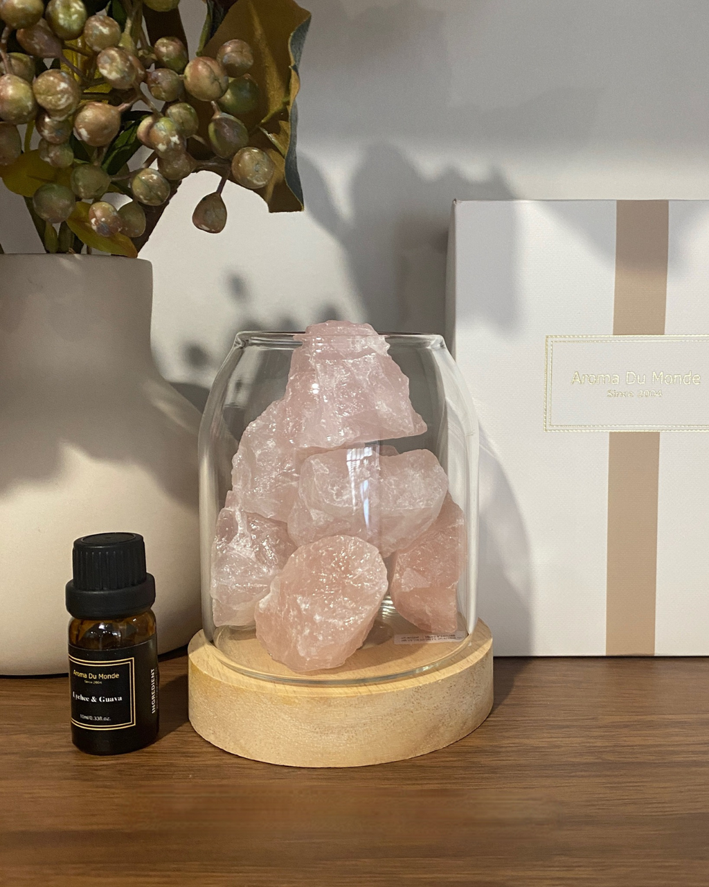 Dekorativ Krystal - Rosenkvarts - Glasdome