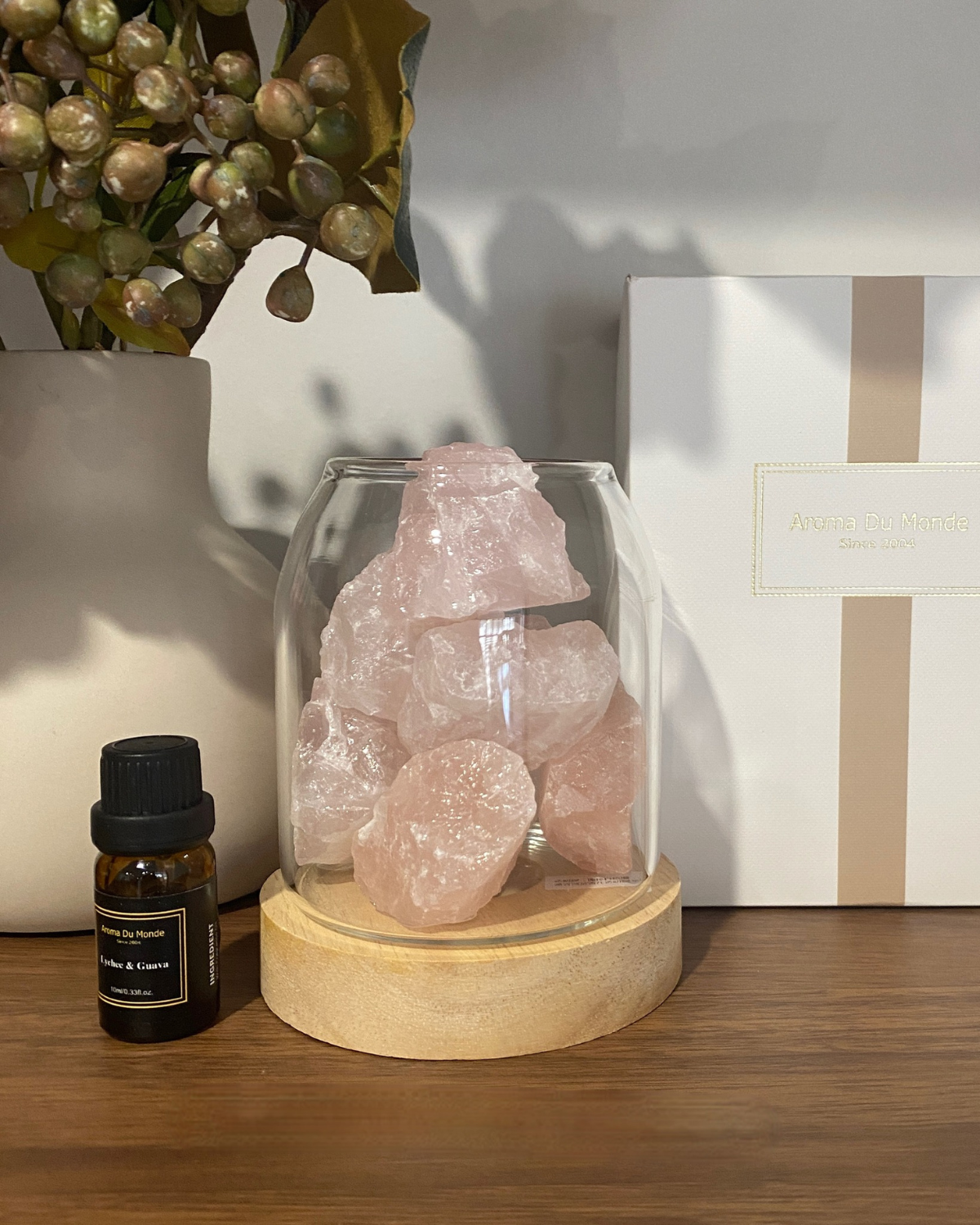 Dekorativ Krystal - Rosenkvarts - Glasdome