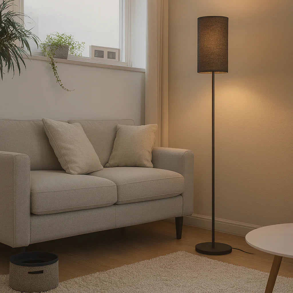 Elara Tower Lampe - Slim Ramme - Cylindrisk Skærm