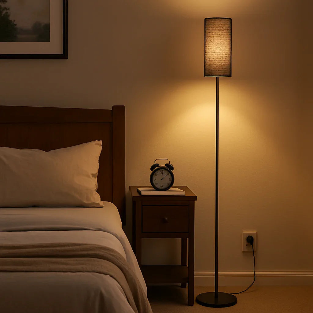 Elara Tower Lampe - Slim Ramme - Cylindrisk Skærm