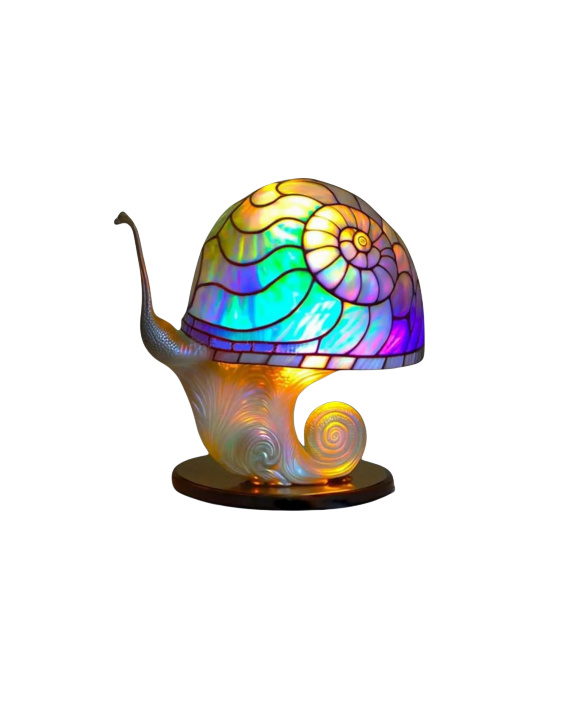 Farvet Glas Lampe - Floral Design - Svampebase