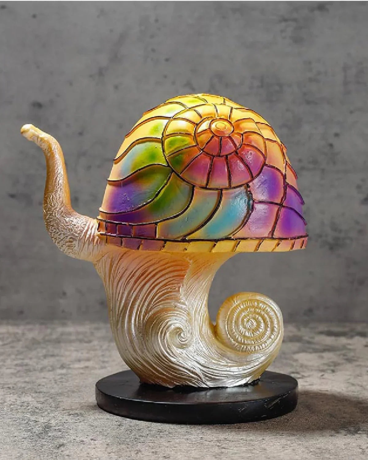 Farvet Glas Lampe - Floral Design - Svampebase