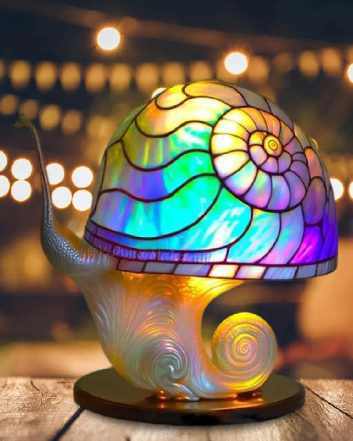 Farvet Glas Lampe - Floral Design - Svampebase