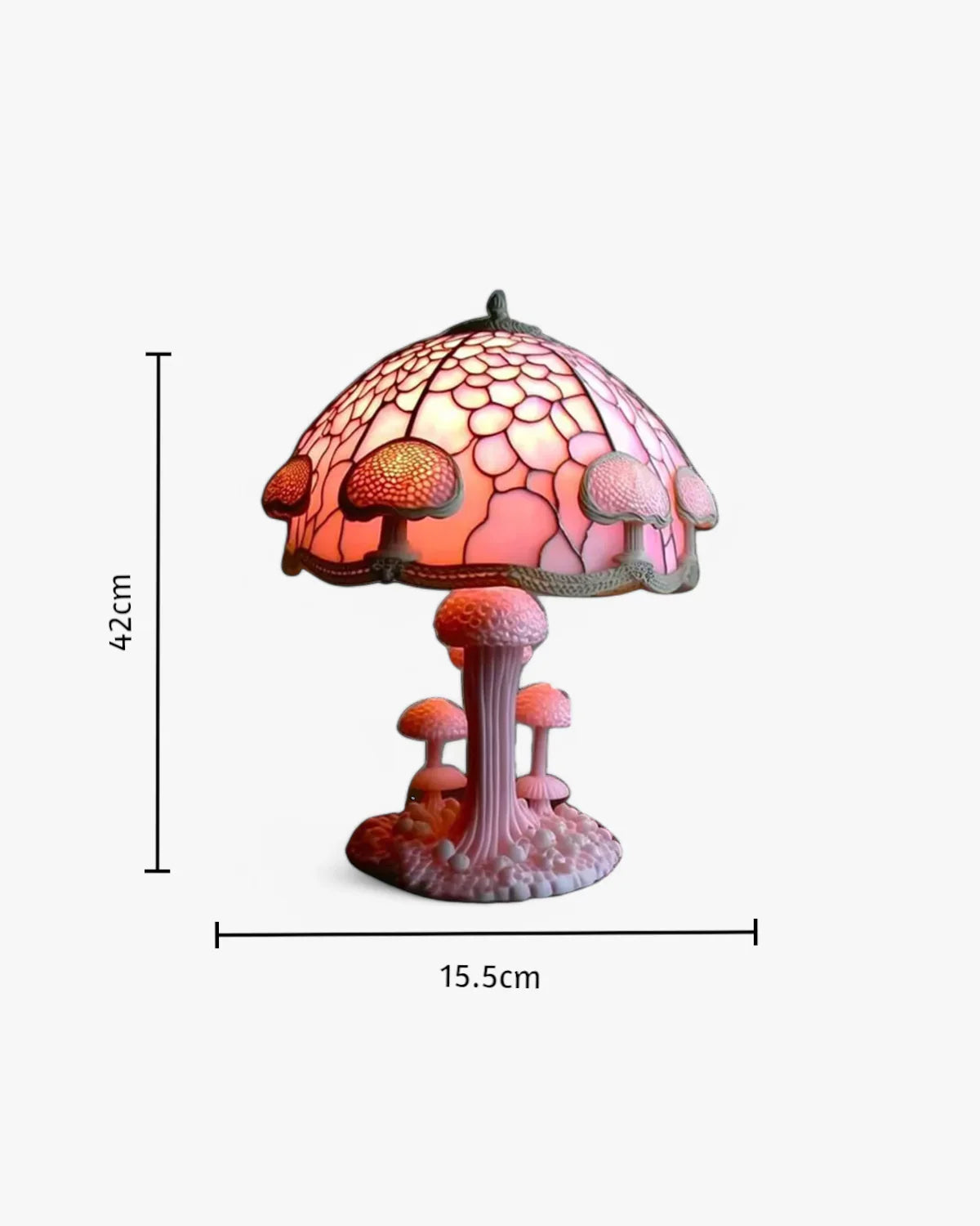Farvet Glas Lampe - Floral Design - Svampebase