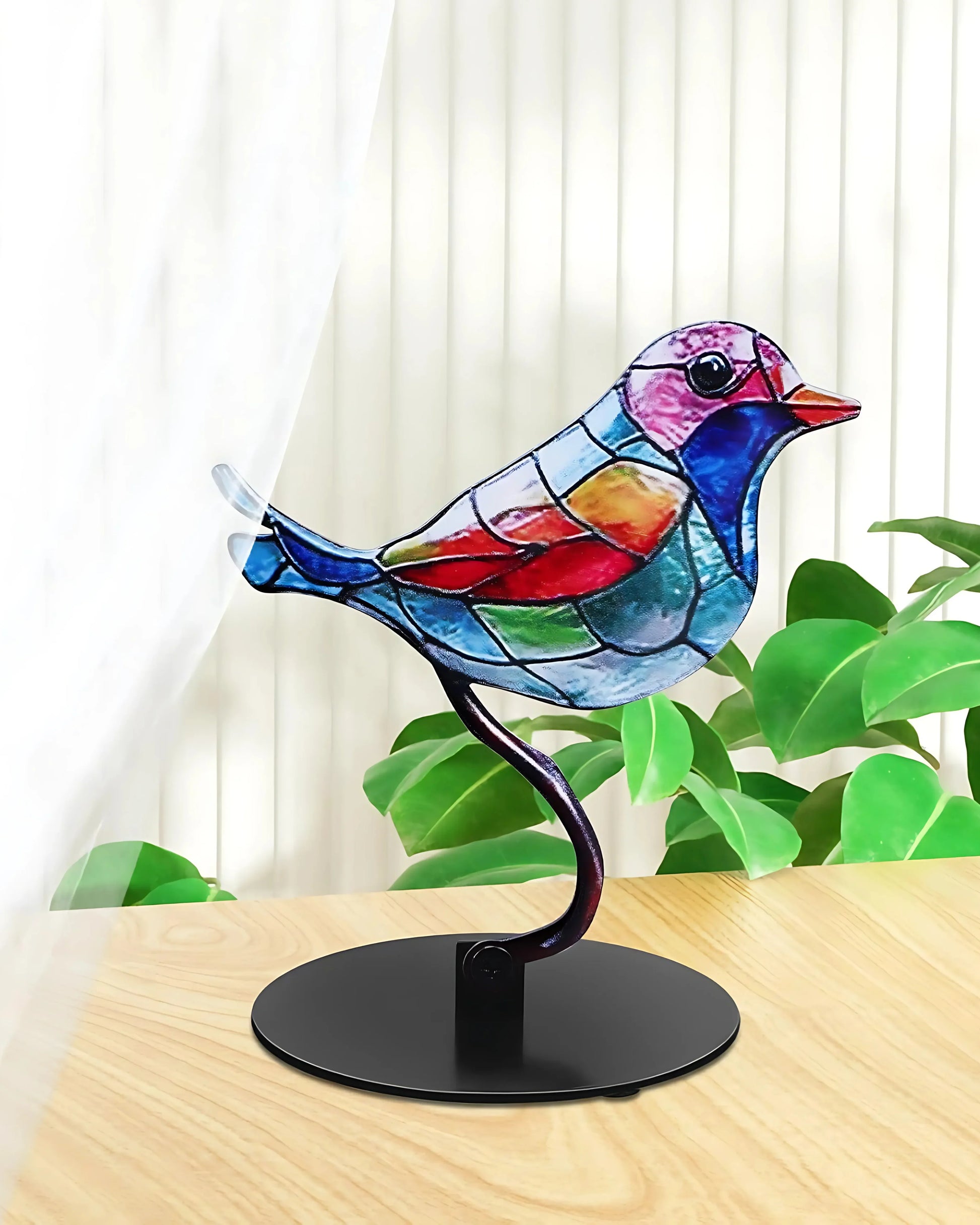 Farvet Glas Skulptur - Fugl Design - Kunstnerisk Hjemmeindretning