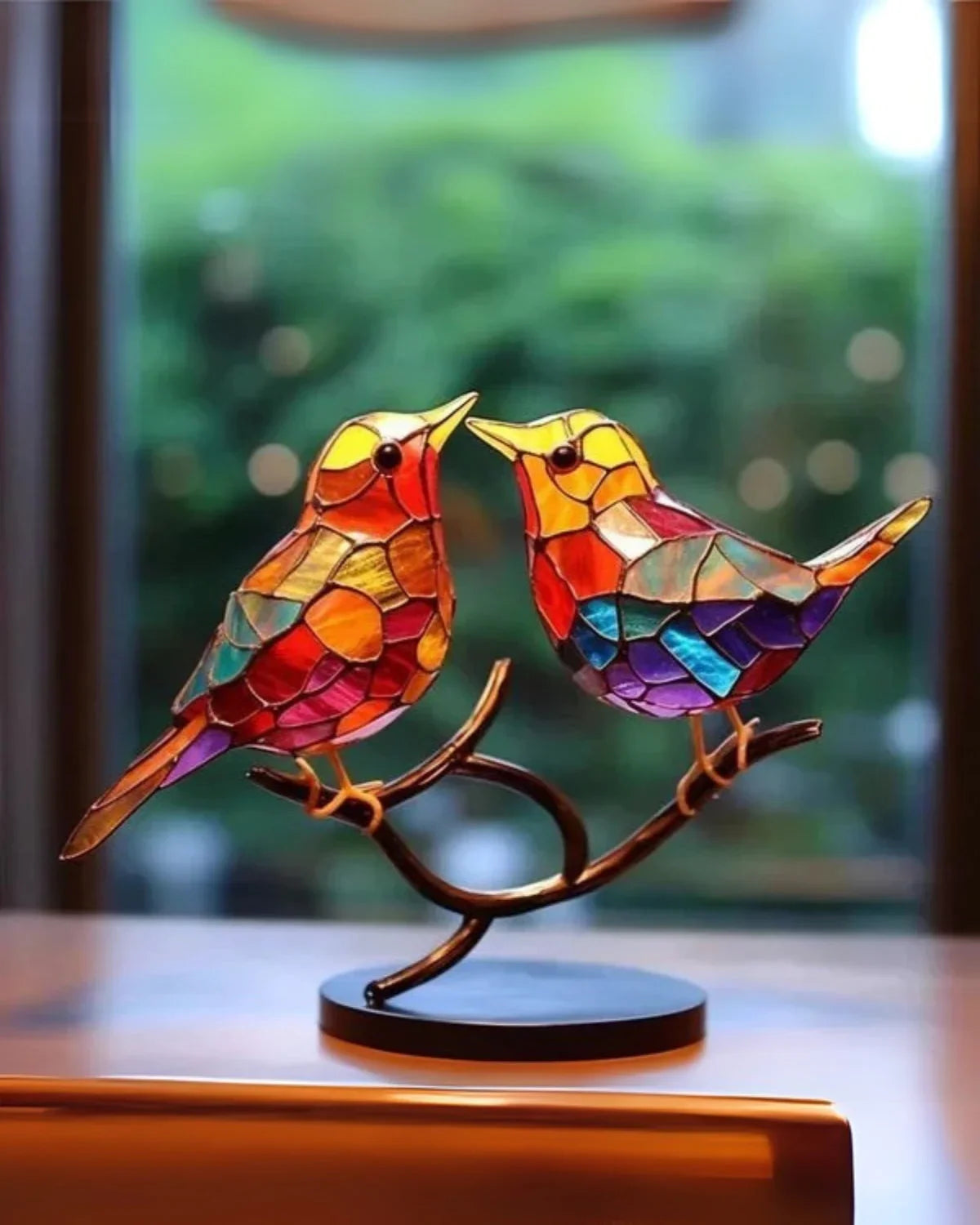 Farvet Glas Skulptur - Fugl Design - Kunstnerisk Hjemmeindretning