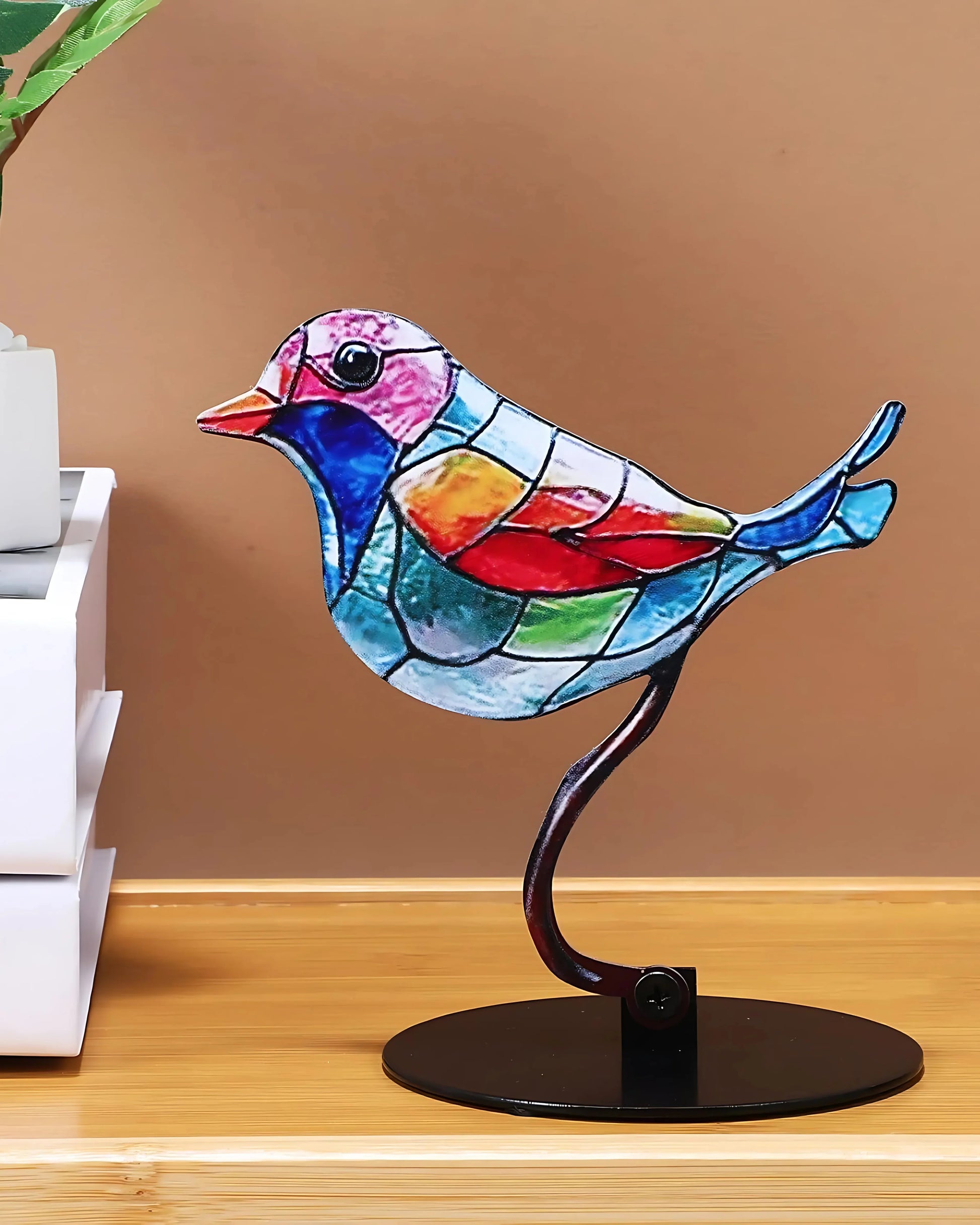 Farvet Glas Skulptur - Fugl Design - Kunstnerisk Hjemmeindretning