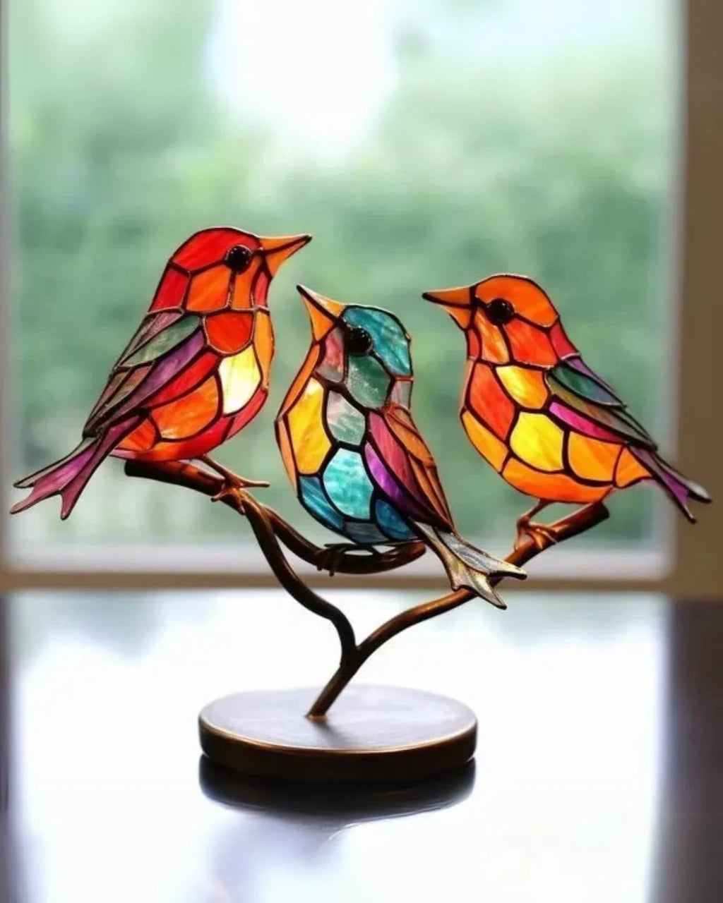 Farvet Glas Skulptur - Fugl Design - Kunstnerisk Hjemmeindretning