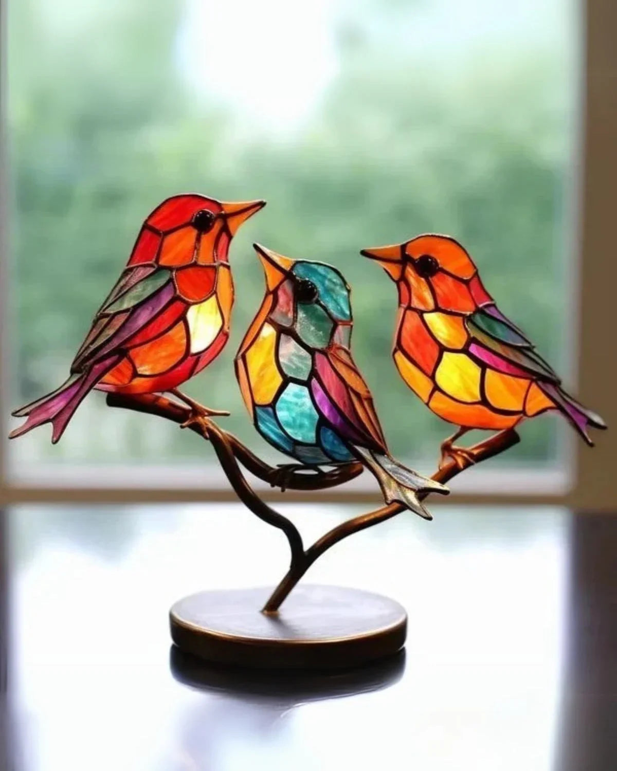 Farvet Glas Skulptur - Fugl Design - Kunstnerisk Hjemmeindretning