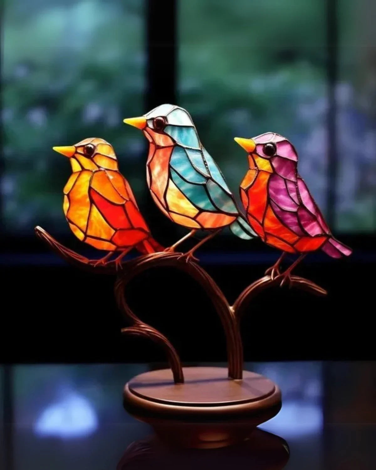 Farvet Glas Skulptur - Fugl Design - Kunstnerisk Hjemmeindretning