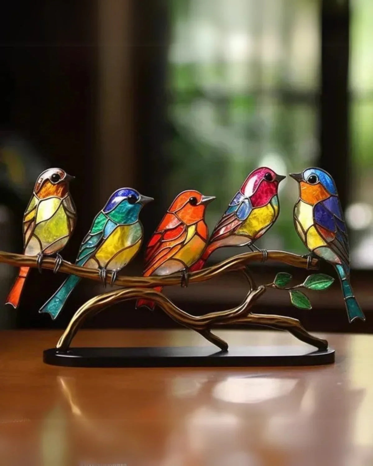 Farvet Glas Skulptur - Fugl Design - Kunstnerisk Hjemmeindretning