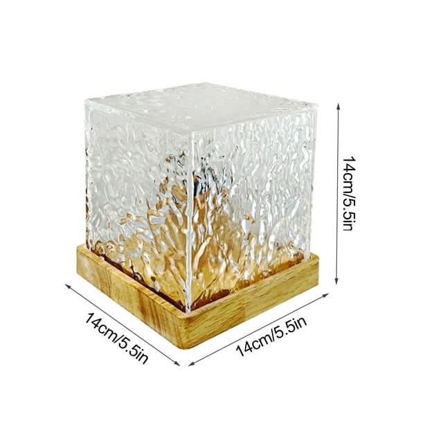 Glas Kubelampe - Træbase - Blødt Lys