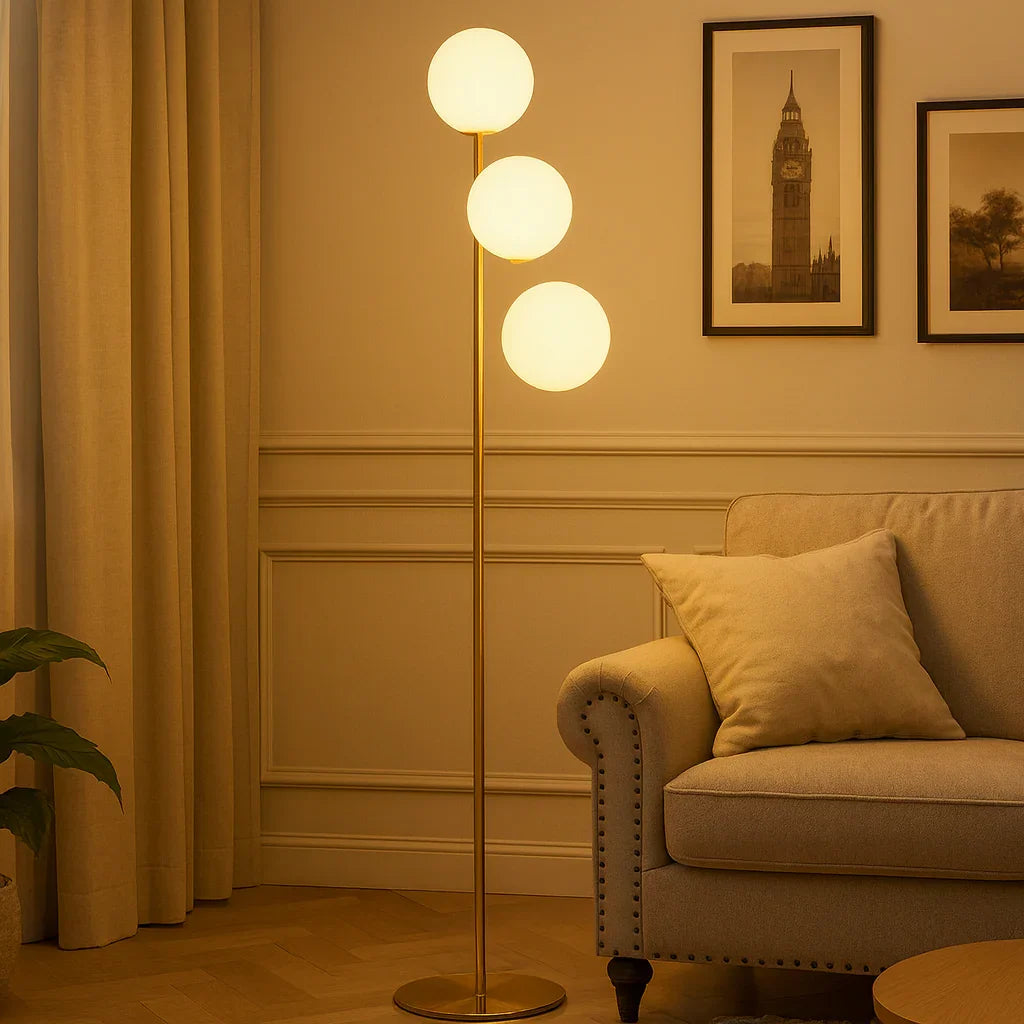 Globe Gulvlampe - Metalramme - Sfæriske Skærme