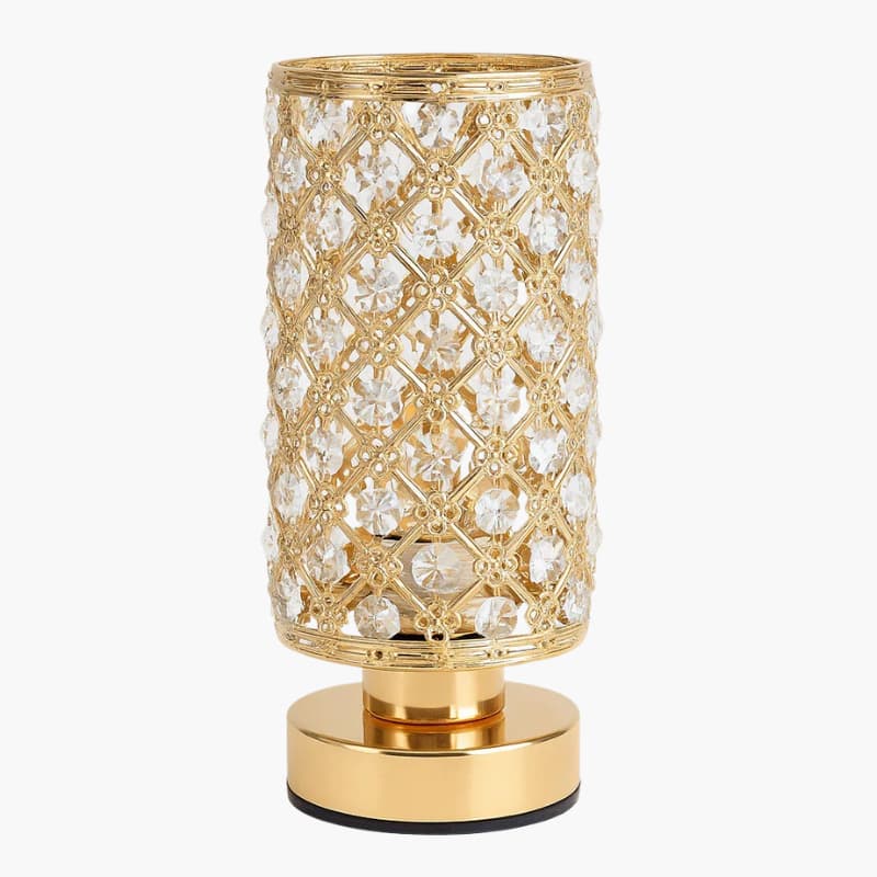 Krystal Lampe - Facetteret Design - Guldbase