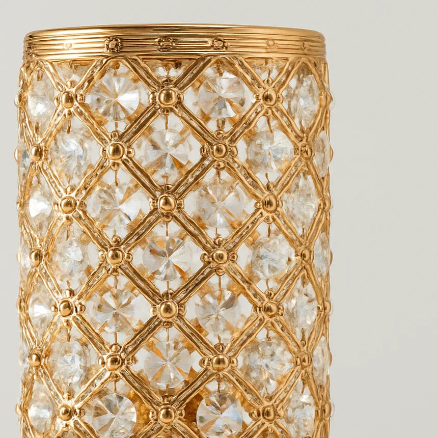 Krystal Lampe - Facetteret Design - Guldbase