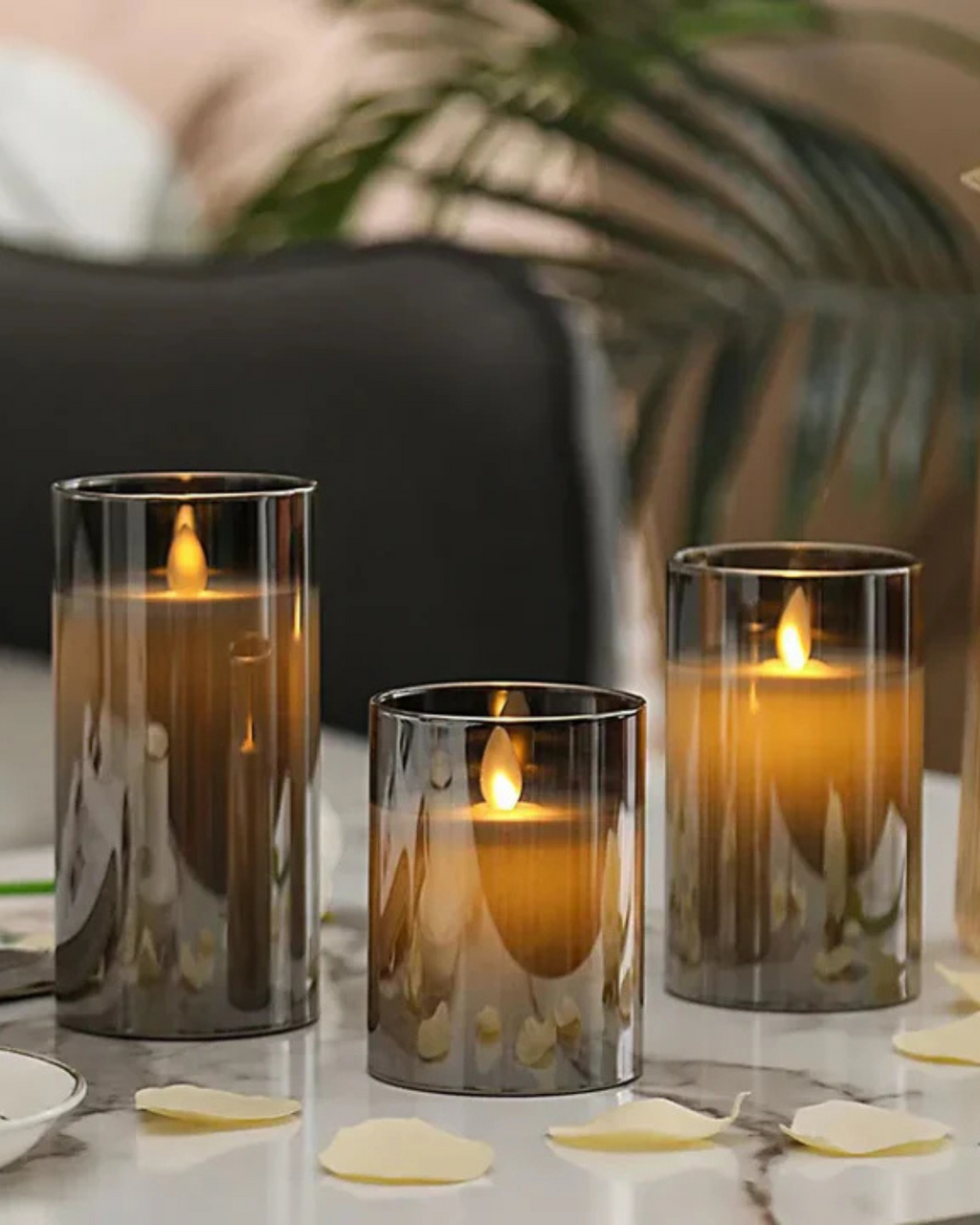 LED-lys - Glascylinder - Flimrende flamme