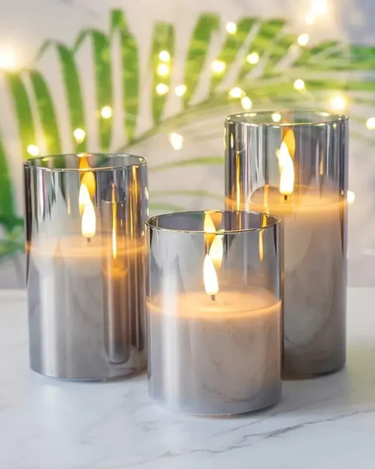 LED-lys - Glascylinder - Flimrende flamme