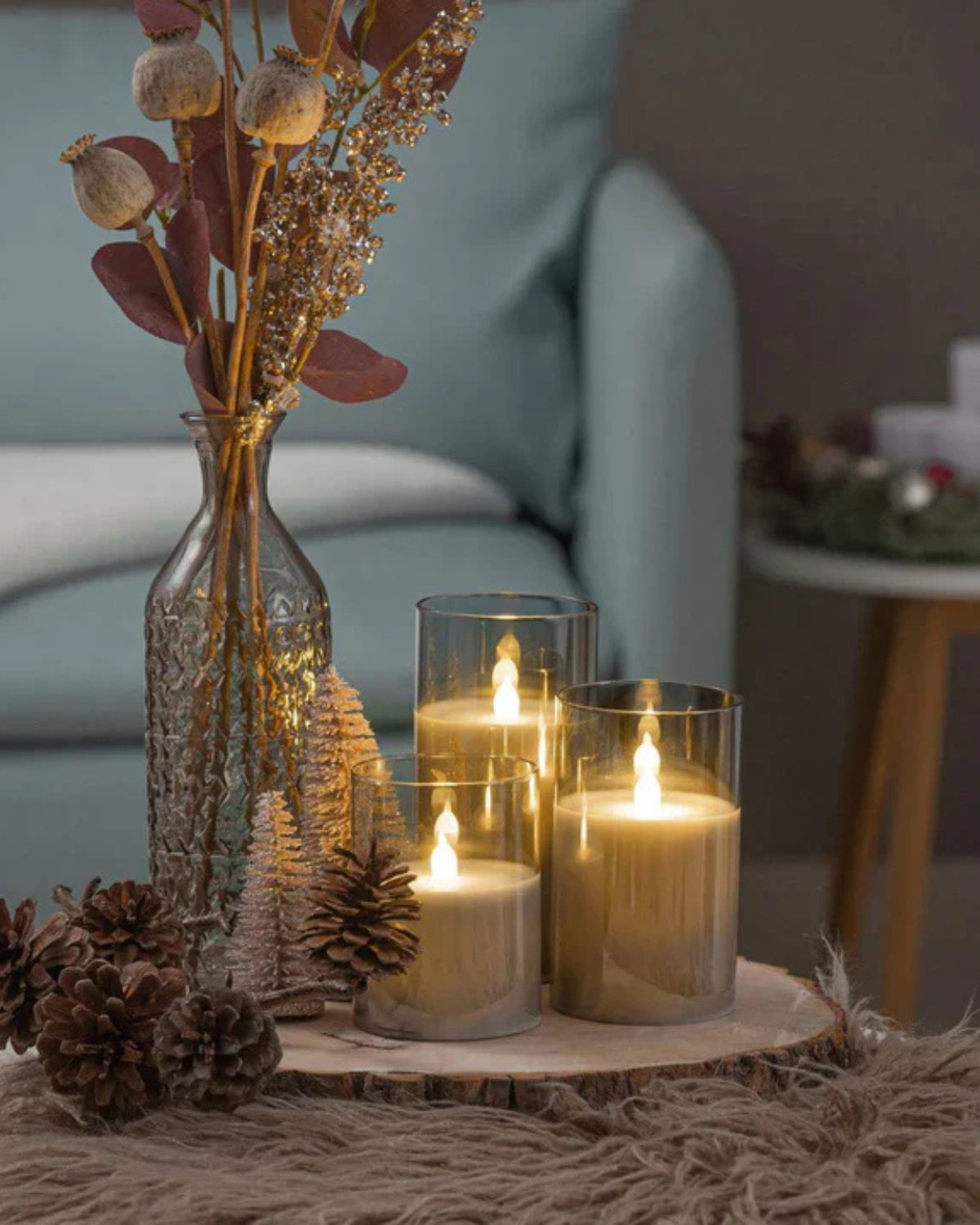 LED-lys - Glascylinder - Flimrende flamme