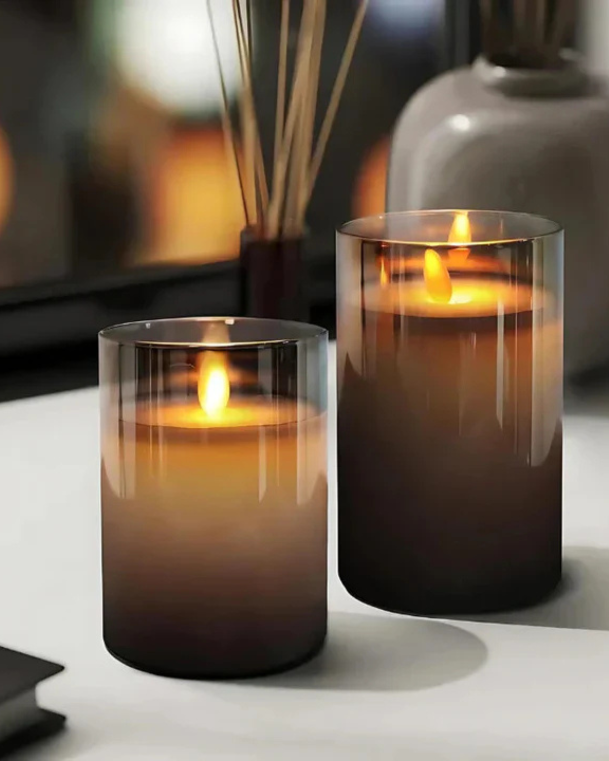 LED-lys - Glascylinder - Flimrende flamme