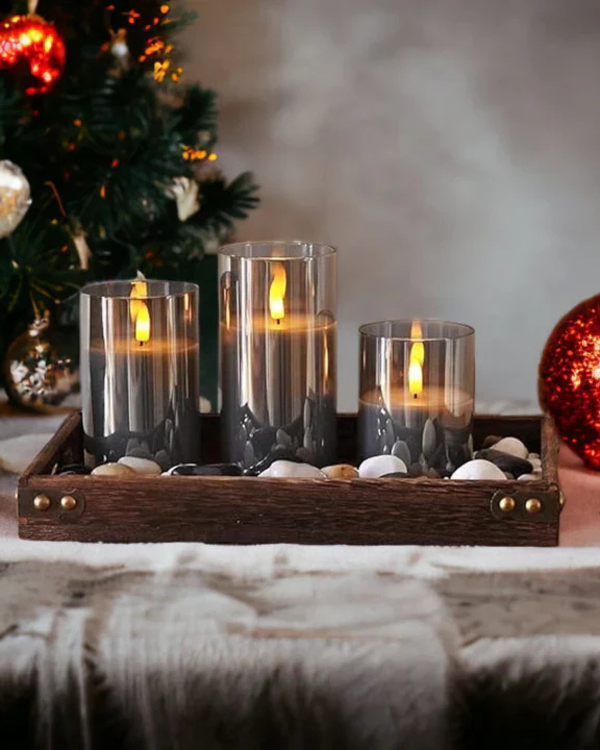 LED-lys - Glascylinder - Flimrende flamme