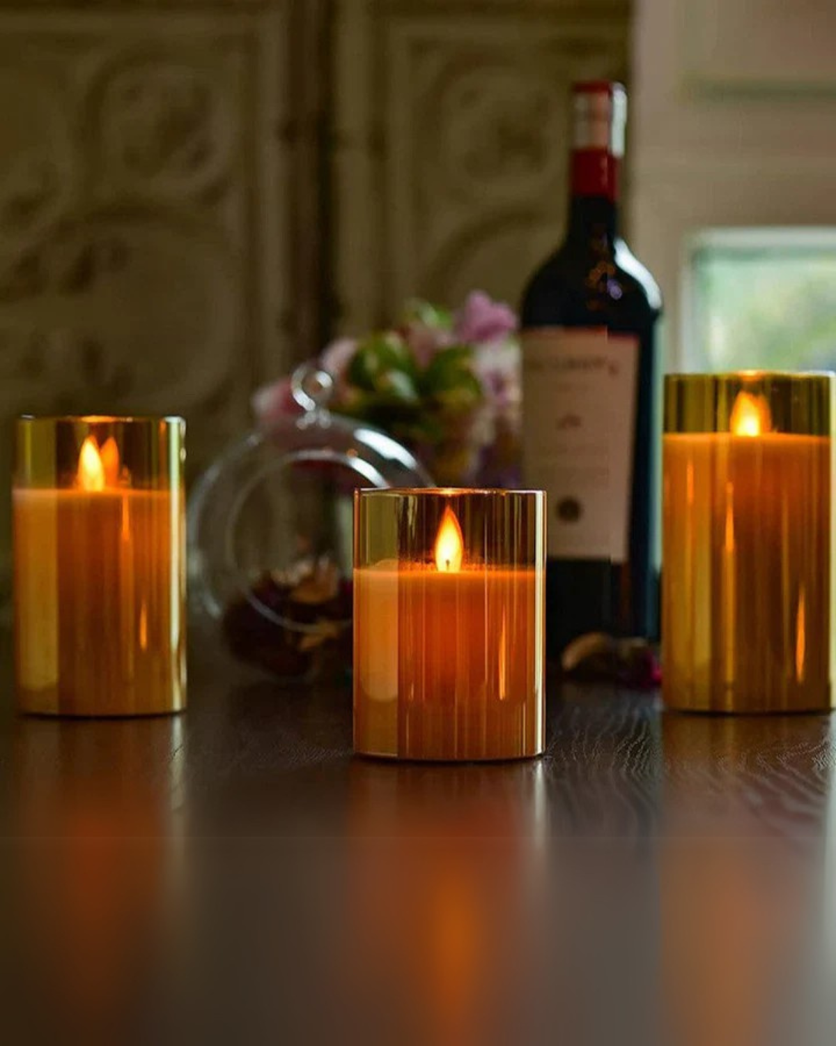 LED-lys - Glascylinder - Flimrende flamme