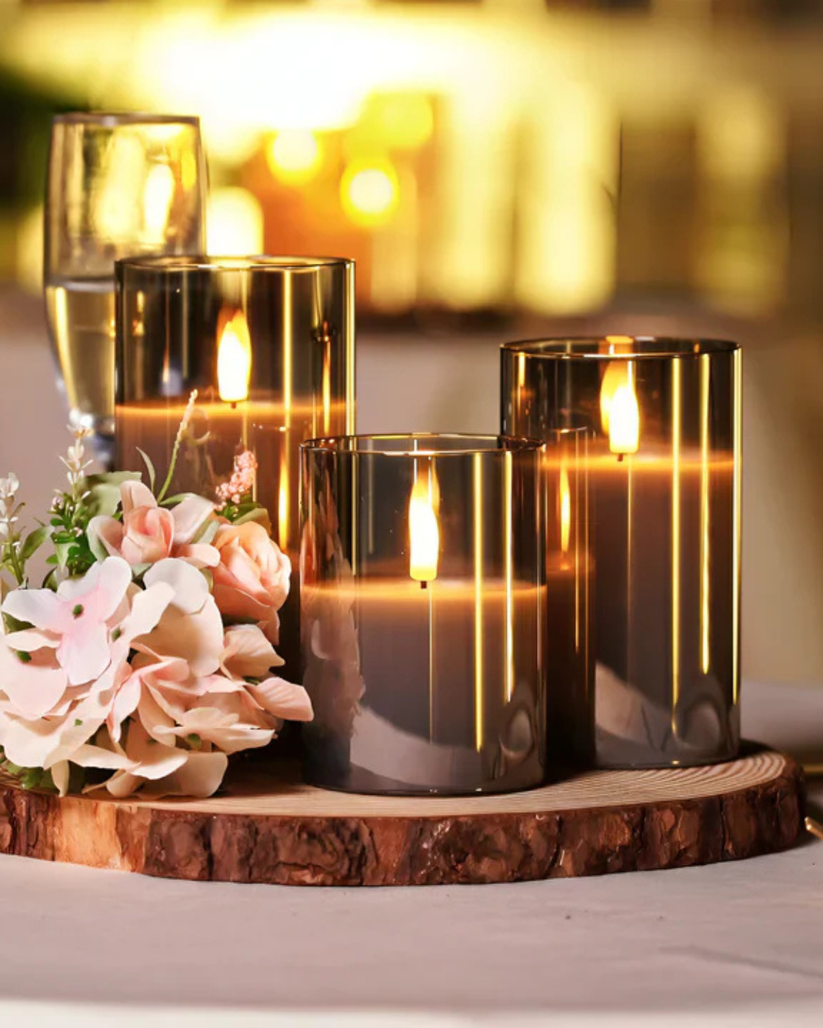 LED-lys - Glascylinder - Flimrende flamme