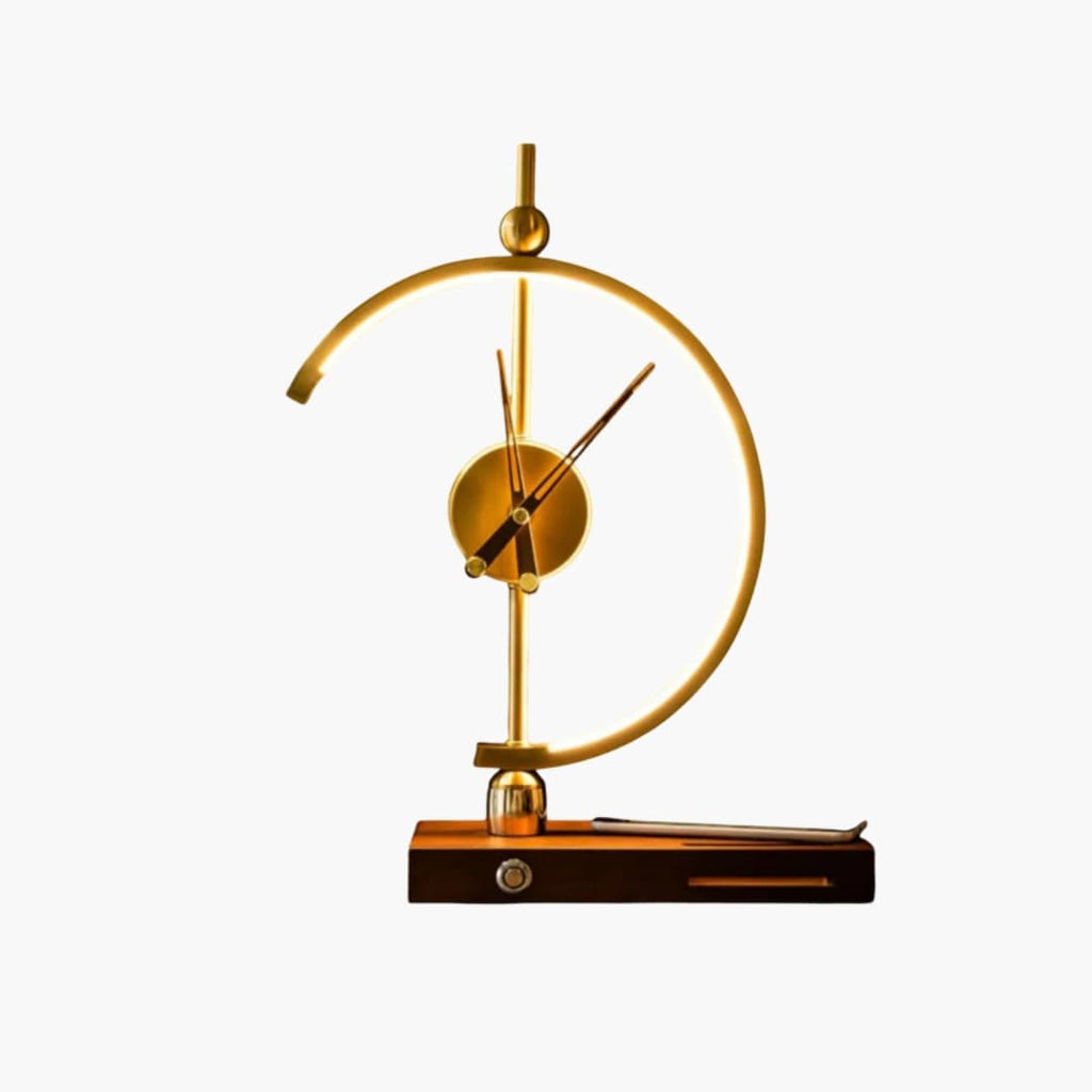 Skrivebordsur - LED-lys - Træbase