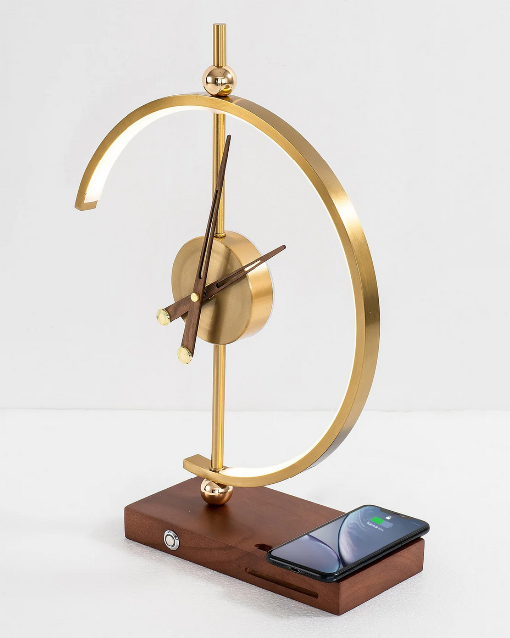 Skrivebordsur - LED-lys - Træbase