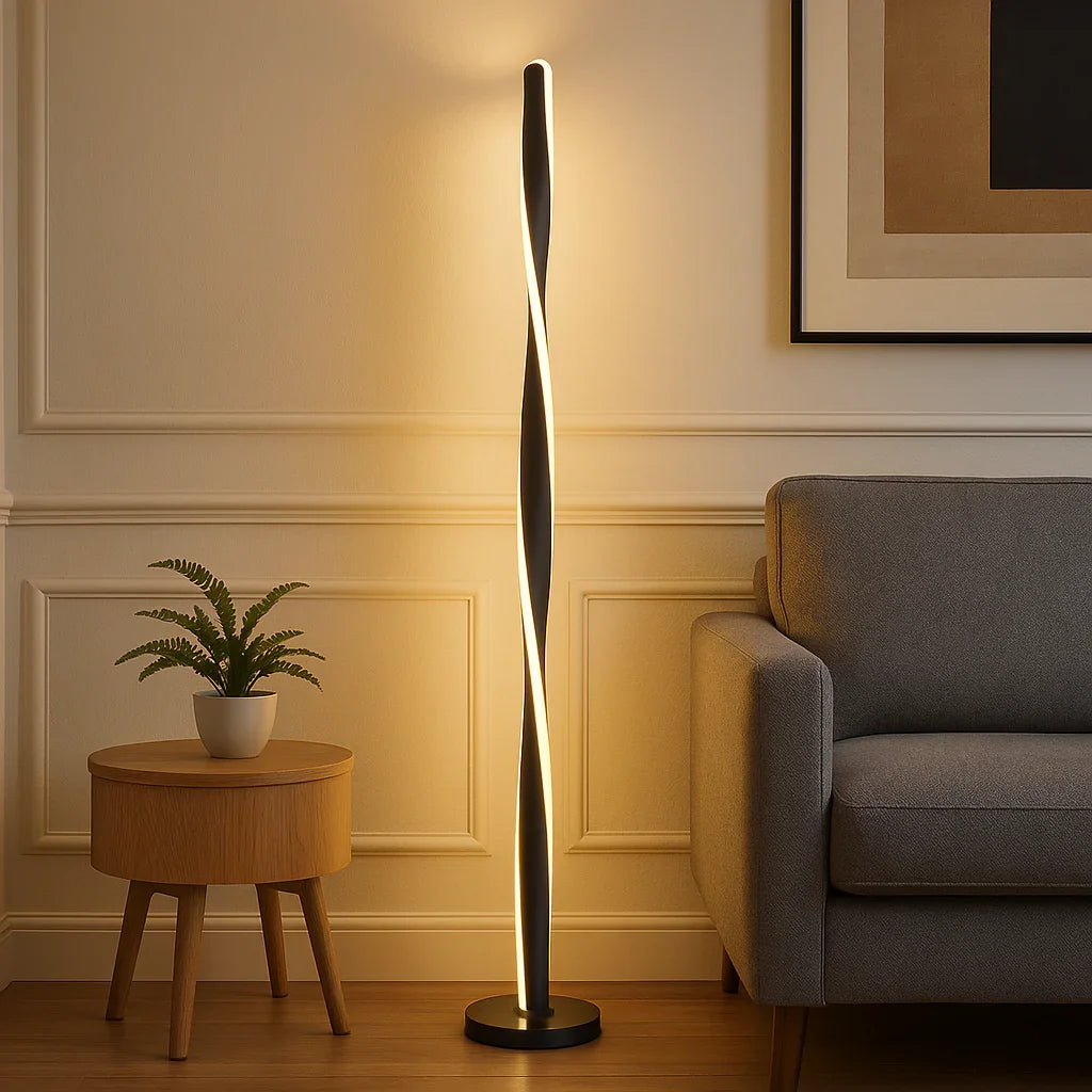 Solara Twist Gulvlampe - Skulpturel Design - LED Kompatibel