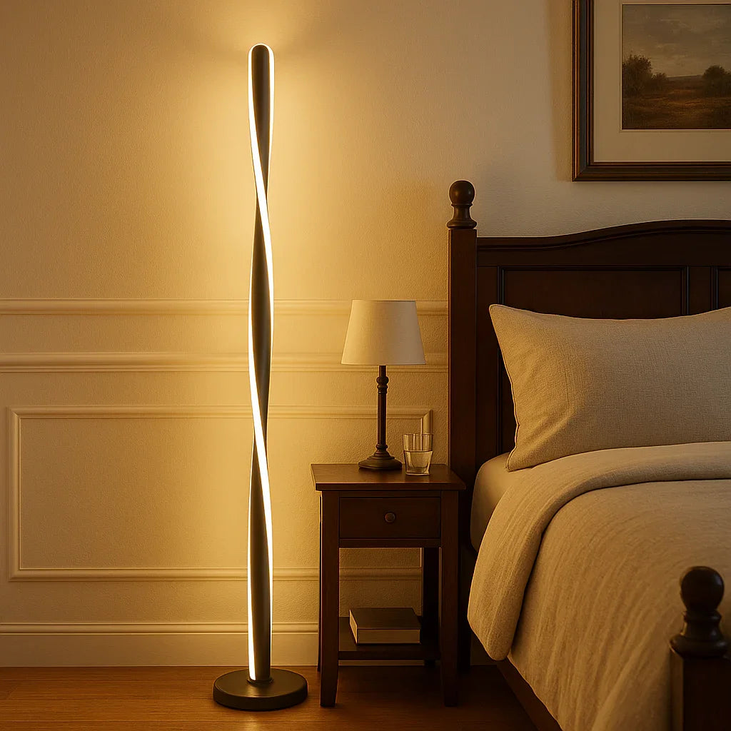 Solara Twist Gulvlampe - Skulpturel Design - LED Kompatibel