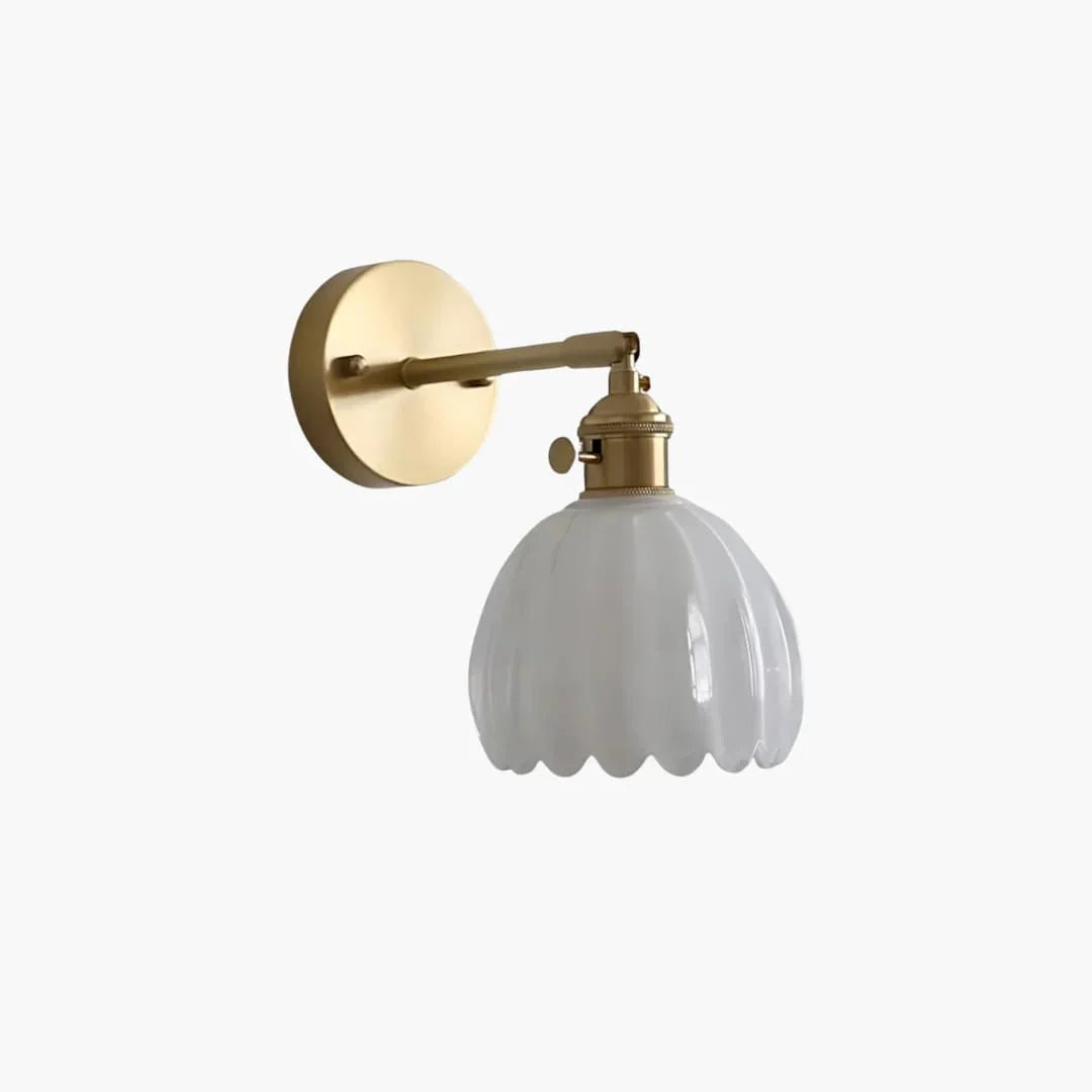 Væglampe - Glasskærm - Messingfinish