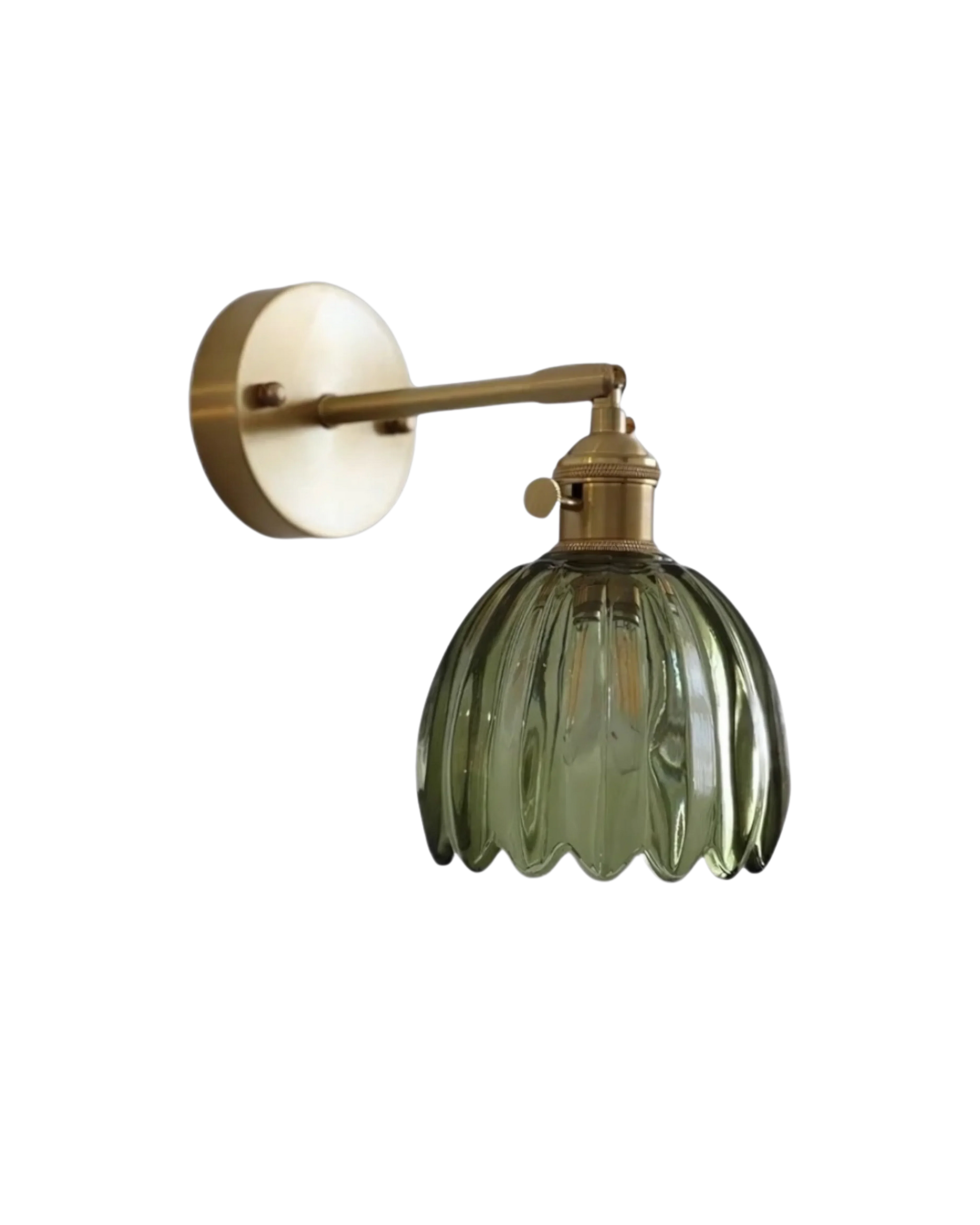 Væglampe - Glasskærm - Messingfinish