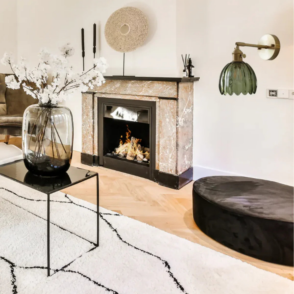 Væglampe - Glasskærm - Messingfinish