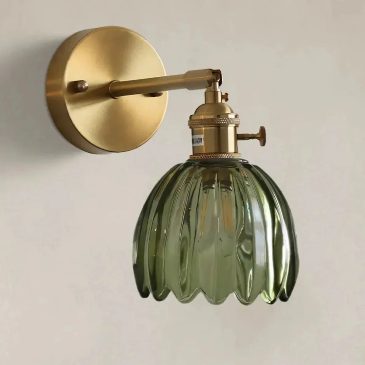 Væglampe - Glasskærm - Messingfinish