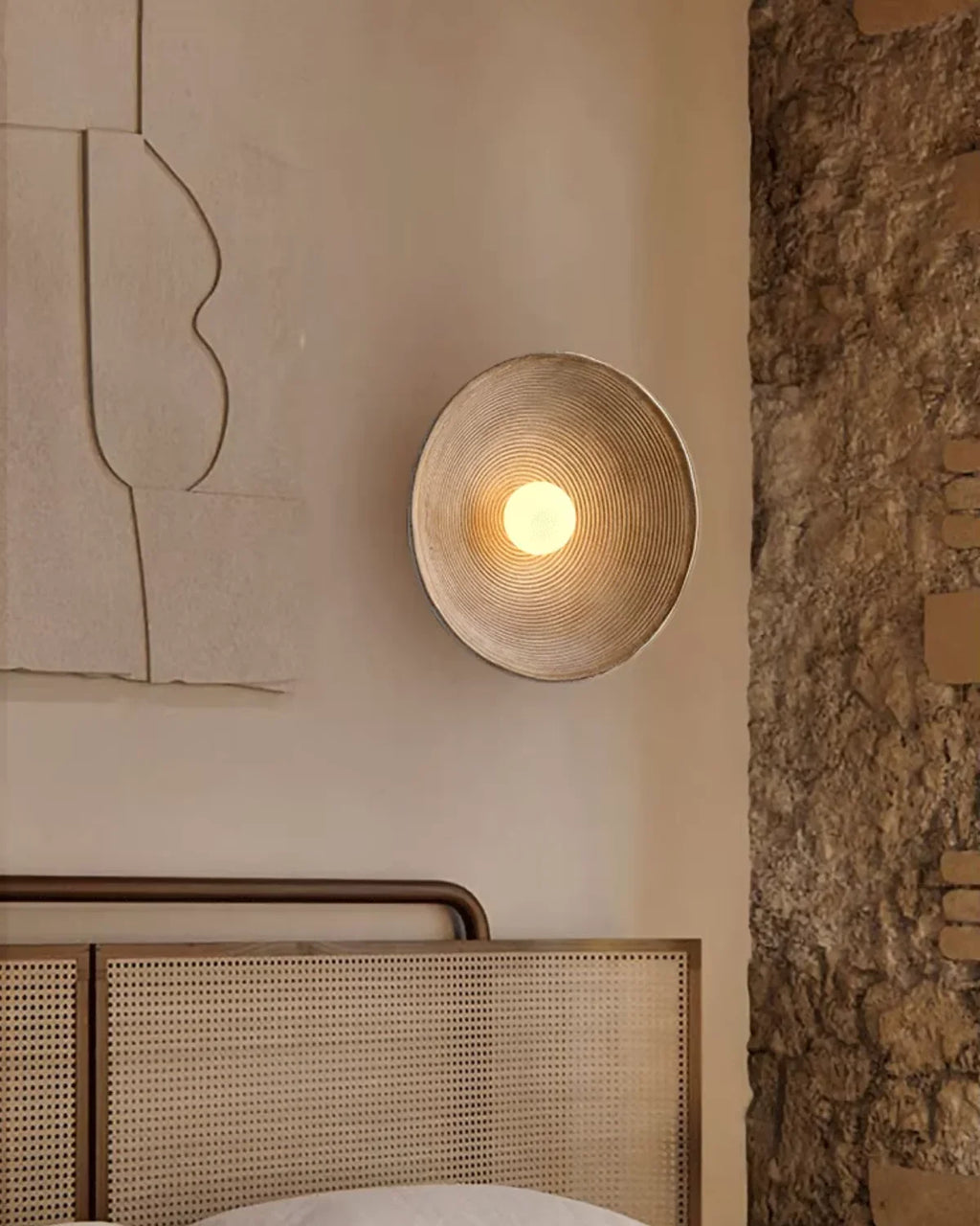 Væglampe - Harpiksstruktur - Japandi Design